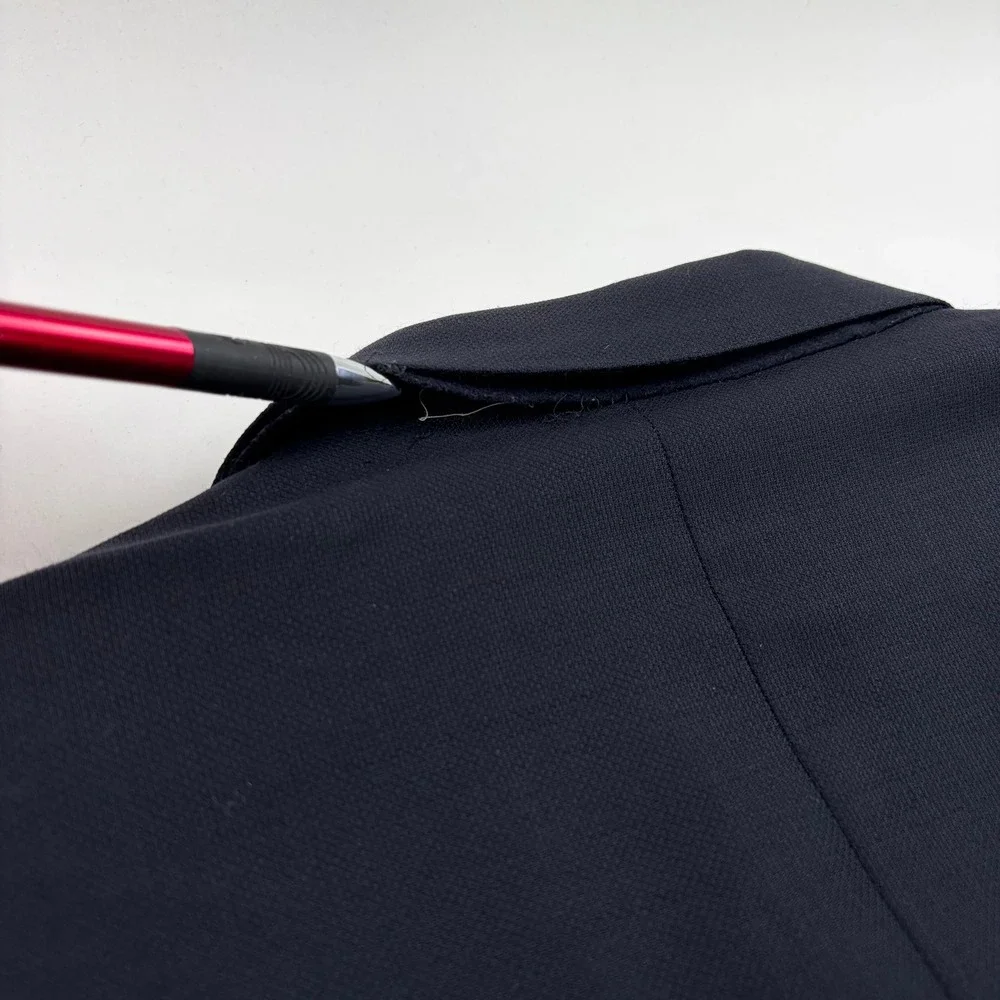 Canali Saks Sport Coat Mens 46R Navy Blue Wool 3-Button Blazer Italy FLAWS